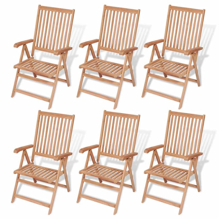 7 Piece Outdoor Dining Set with Folding Chairs Solid Teak Wood.