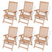 7 Piece Outdoor Dining Set with Folding Chairs Solid Teak Wood.