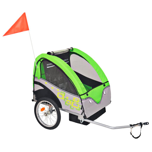 Kids' Bicycle Trailer Grey and Green 30 kg.