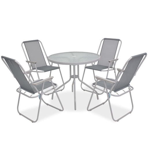 6 Piece Outdoor Dining Set Steel and Textilene Grey.