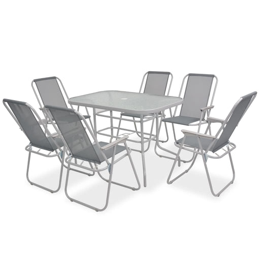 8 Piece Outdoor Dining Set Steel and Textilene Grey.