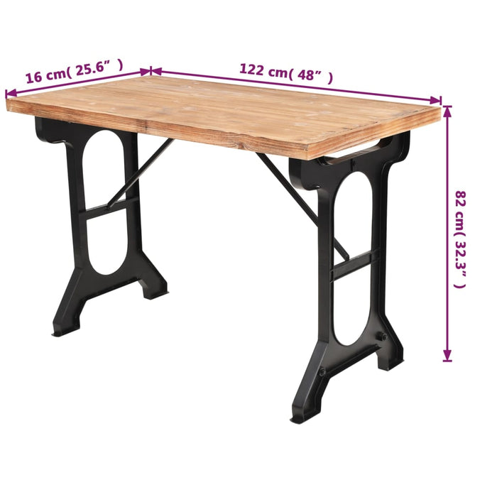 Dining Table Solid Fir Wood Top 122x65x82 cm.