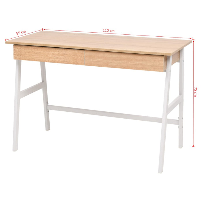 Writing Desk 110x55x75 cm Oak and White.
