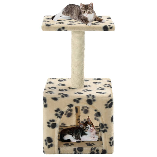 Cat Tree with Sisal Scratching Post 55 cm Beige Paw Print.