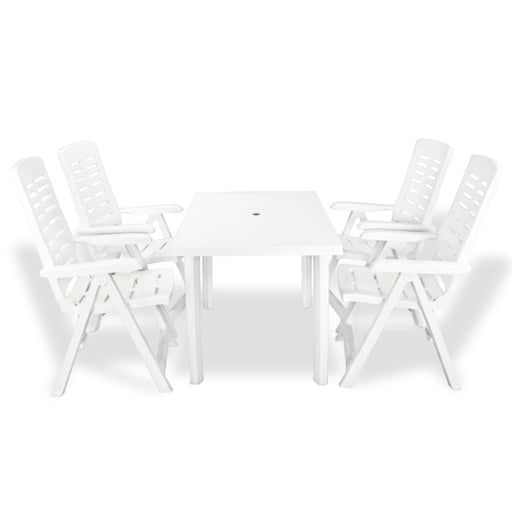 5 Piece Outdoor Dining Set Plastic White.