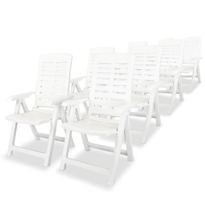 9 Piece Outdoor Dining Set Plastic White.