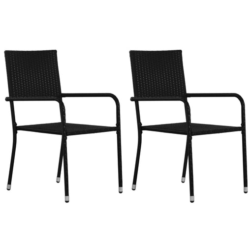 Outdoor Dining Chairs 2 pcs Poly Rattan Black.