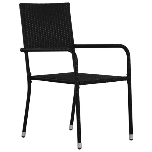 Outdoor Dining Chairs 2 pcs Poly Rattan Black.