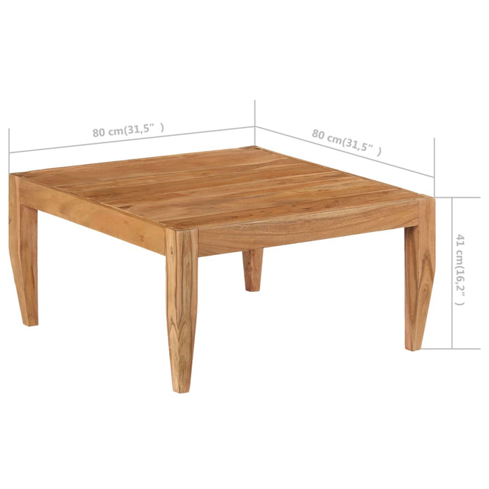 Coffee Table Solid Acacia Wood 80x80x41 cm Brown