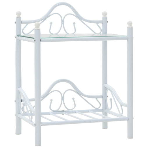 Bedside Tables 2pcs Steel and Tempered Glass 45x30.5x60cm White.
