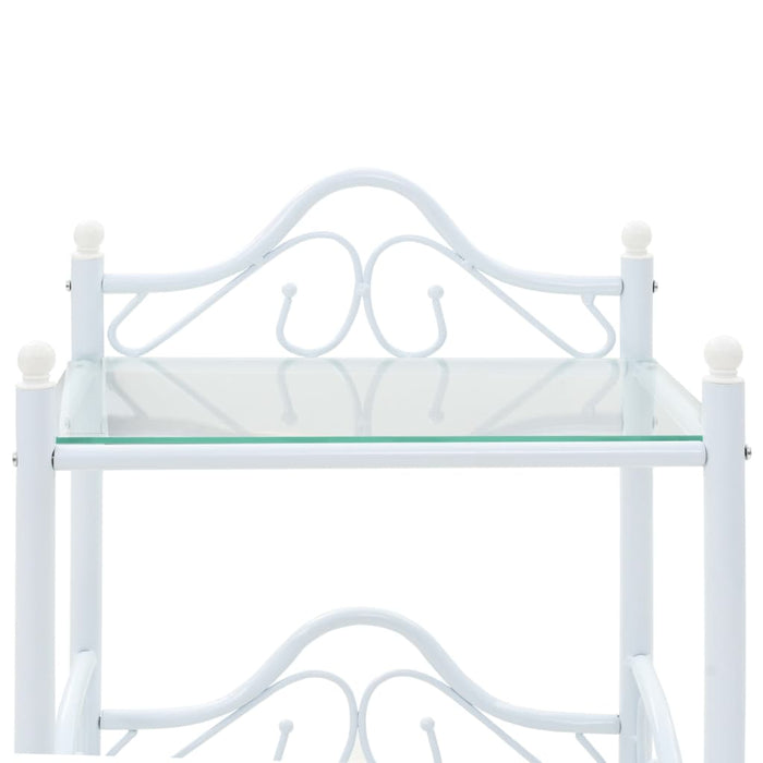 Bedside Tables 2pcs Steel and Tempered Glass 45x30.5x60cm White.