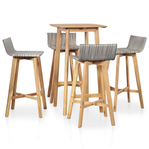 5 Piece Outdoor Dining Set Solid Acacia Wood.