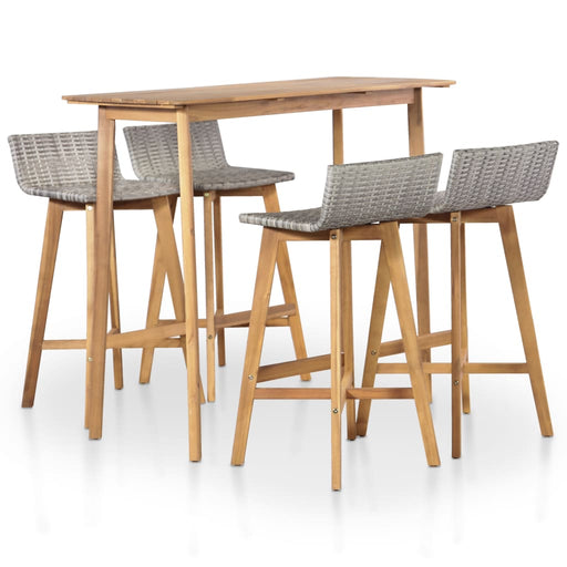 5 Piece Outdoor Dining Set Solid Acacia Wood.