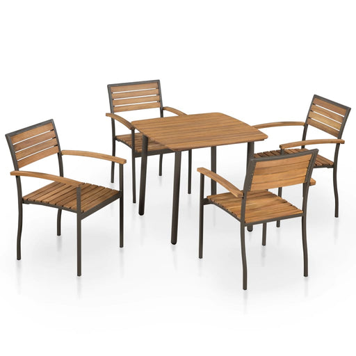 5 Piece Outdoor Dining Set Solid Acacia Wood and Steel.