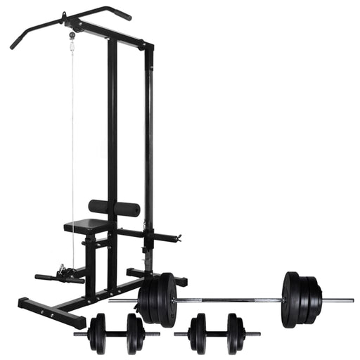 Power Tower with Barbell and Dumbbell Set 60.5 kg.