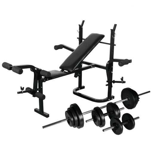 Weight Bench with Weight Rack, Barbell and Dumbbell Set 30.5kg.