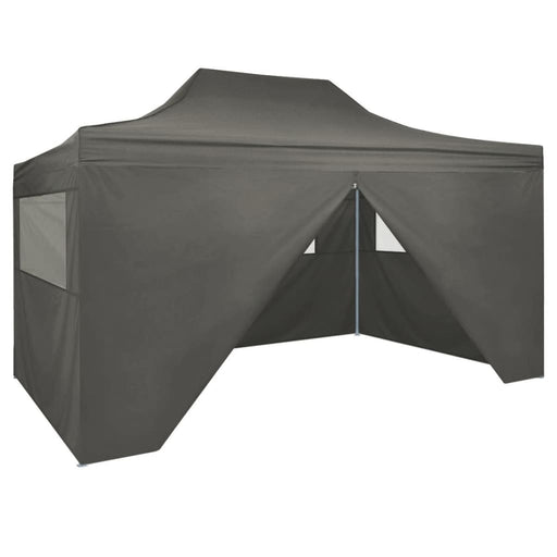 Foldable Tent Pop-Up with 4 Side Walls 3x4.5 m Anthracite.