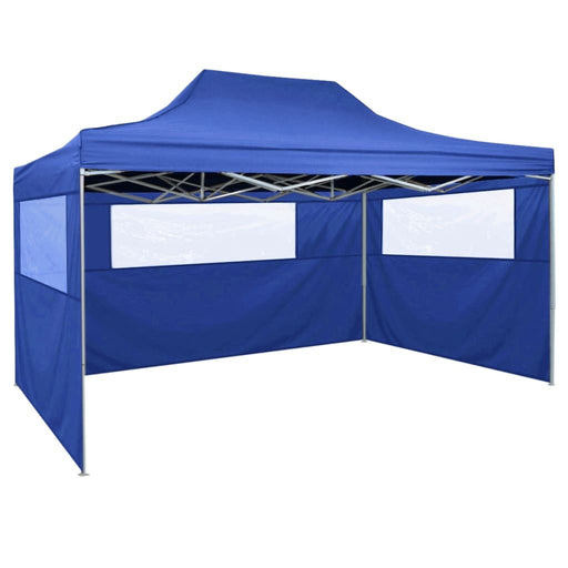 Foldable Tent with 3 Walls 3x4.5 m Blue.