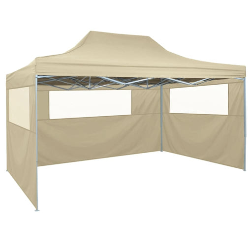 Foldable Tent with 3 Walls 3x4.5 m Cream.