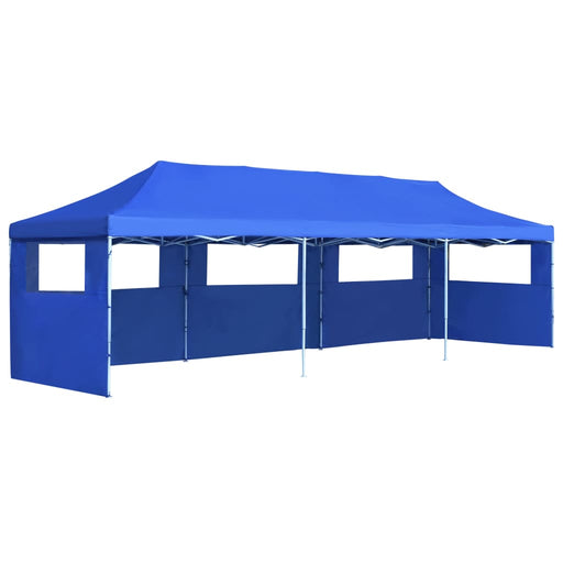 Folding Pop-up Party Tent with 5 Sidewalls 3x9 m Blue.