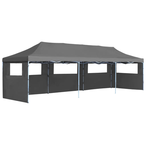 Folding Pop-up Party Tent with 5 Sidewalls 3x9 m Anthracite.