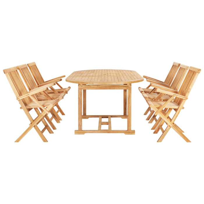 7 Piece Outdoor Dining Set Solid Teak Wood 150-200 cm