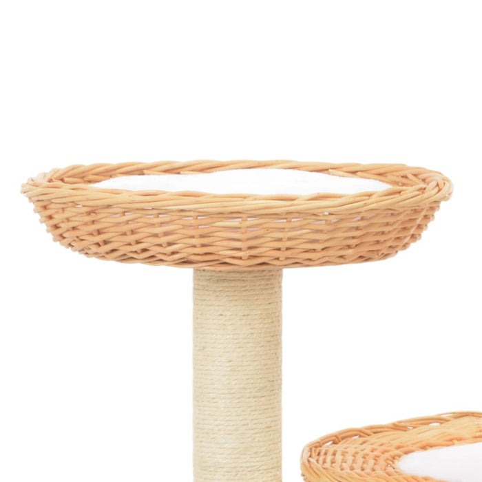 Cat Tree with Sisal Scratching Post Natural Willow Wood.