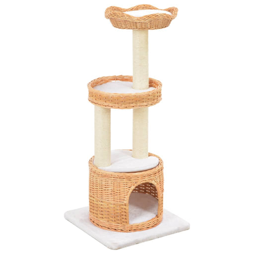 Cat Tree with Sisal Scratching Post Natural Willow Wood.
