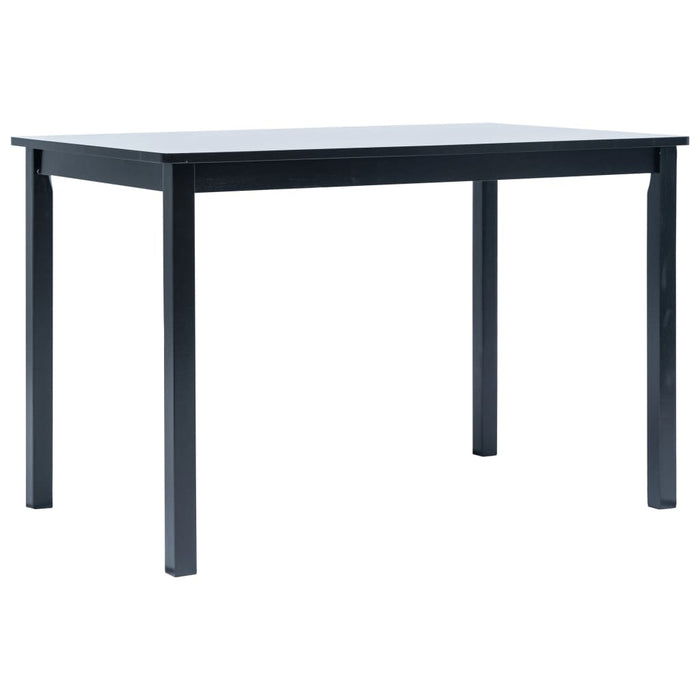 Dining Table Black 114x71x75 cm Solid Rubber Wood.