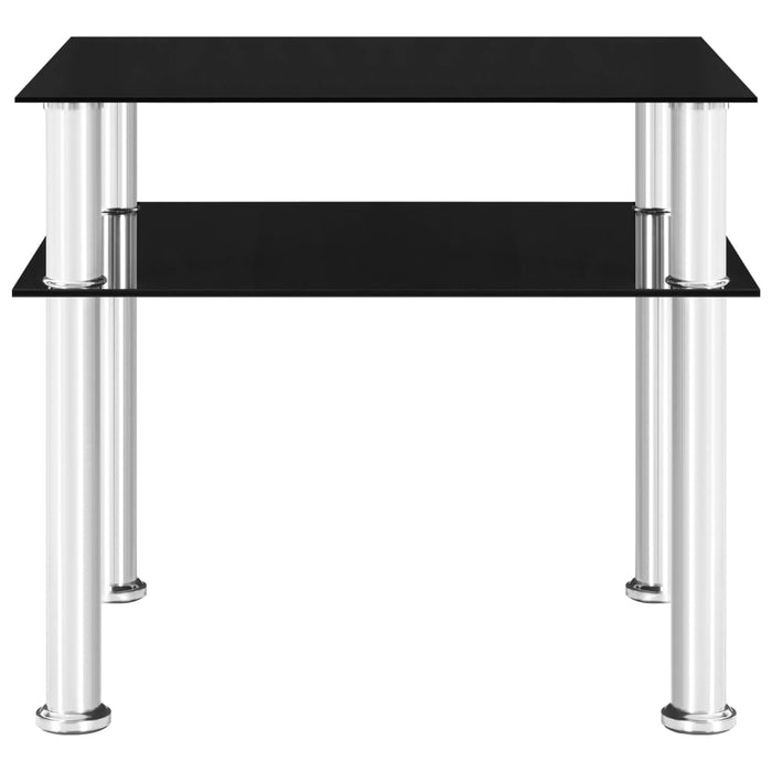 Side Table Black 45x50x45 cm Tempered Glass.