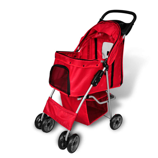 Folding Pet Stroller Dog/Cat Travel Carrier Red.