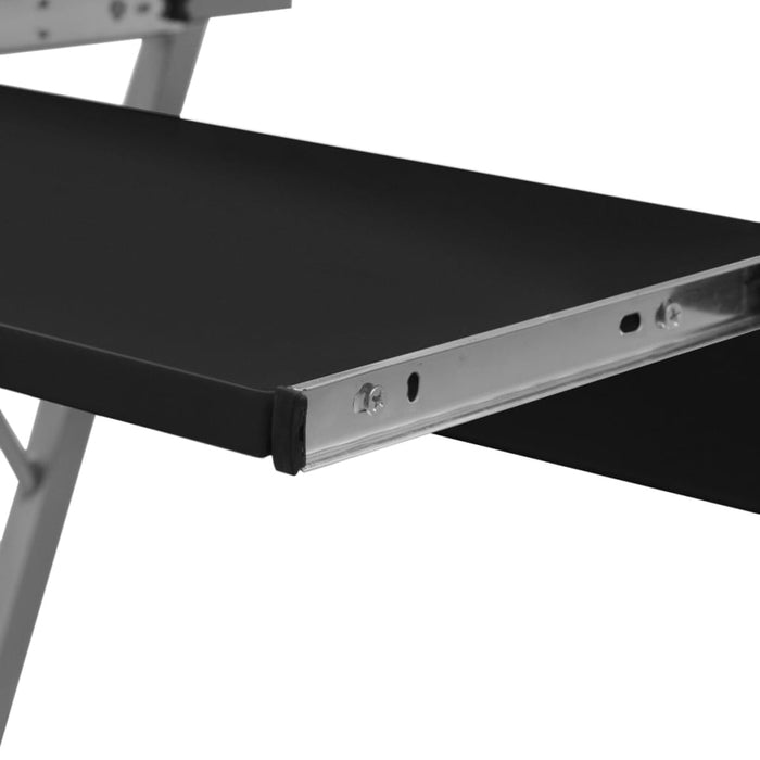 Compact Computer Desk with Pull-out Keyboard Tray Black.