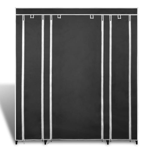 Fabric Wardrobe with Compartments and Rods 45x150x176 cm Black.