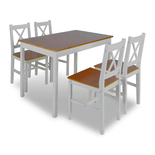 5 Piece Dining Set Brown and White.