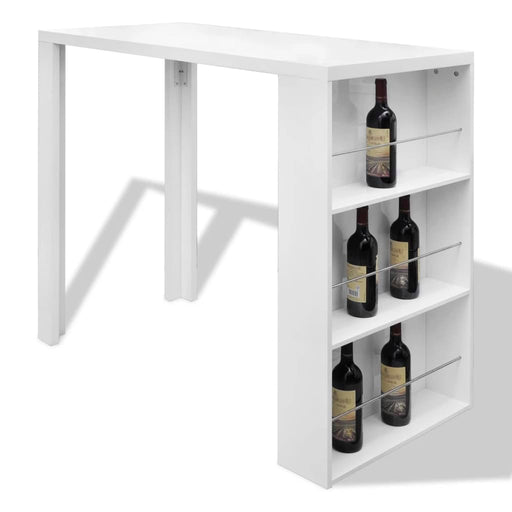 Bar Table MDF with Wine Rack High Gloss White.