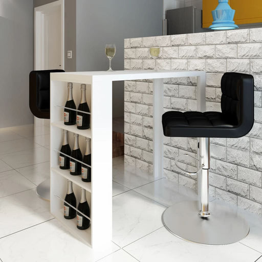 Bar Table MDF with Wine Rack High Gloss White.