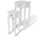 Nesting Side Table Set 2 Pieces with Drawer White.