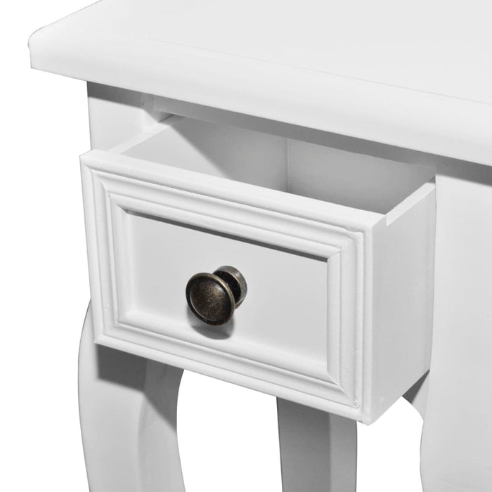 Nesting Side Table Set 2 Pieces with Drawer White.