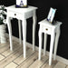 Nesting Side Table Set 2 Pieces with Drawer White.