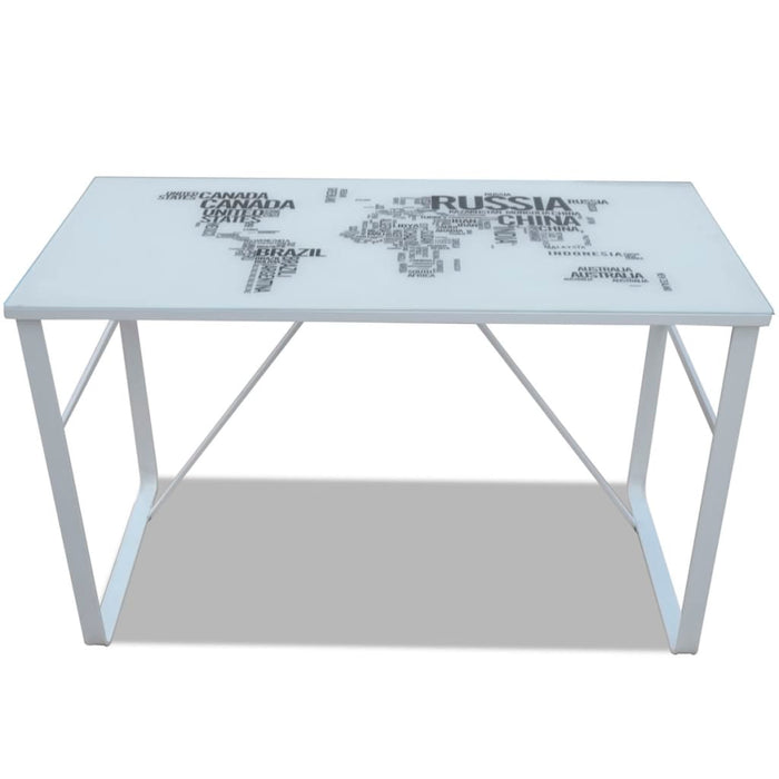 Rectangular Desk with Map Pattern.