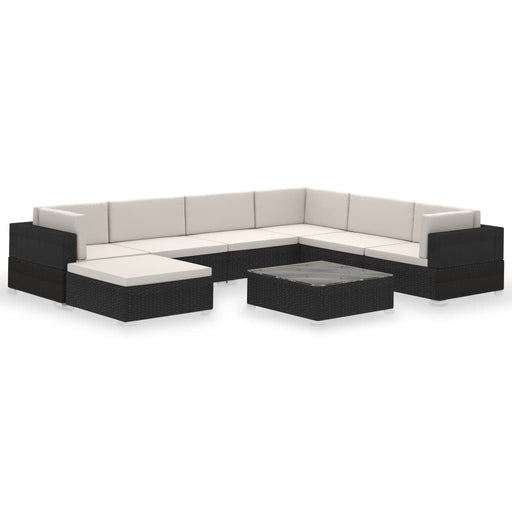 8 Piece Garden Lounge Set with Cushions Poly Rattan Black.