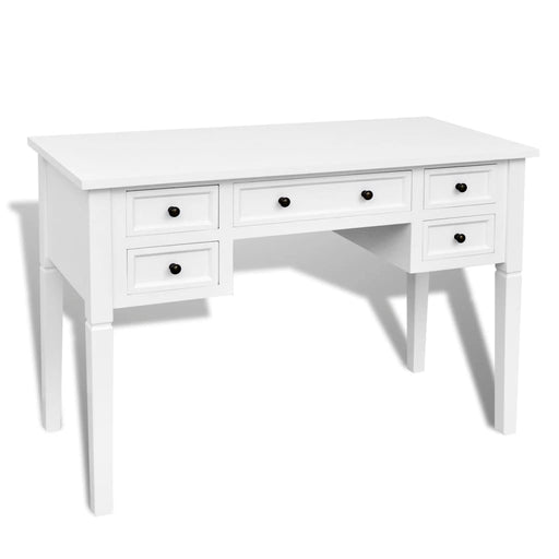 White Writing Desk with 5 Drawers.