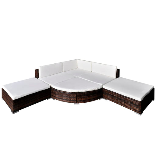 6 Piece Garden Lounge Set with Cushions Poly Rattan Brown.