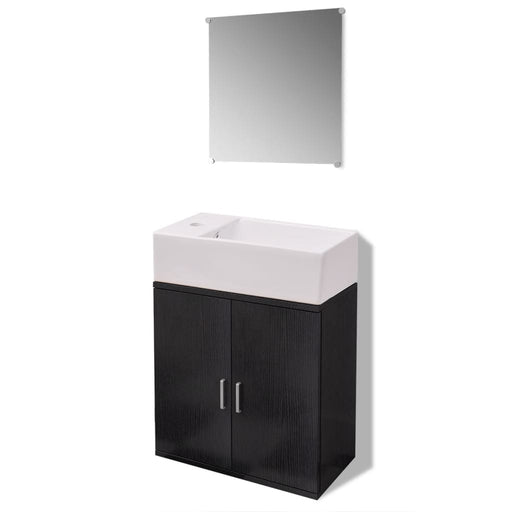 Three Piece Bathroom Furniture and Basin Set Black.
