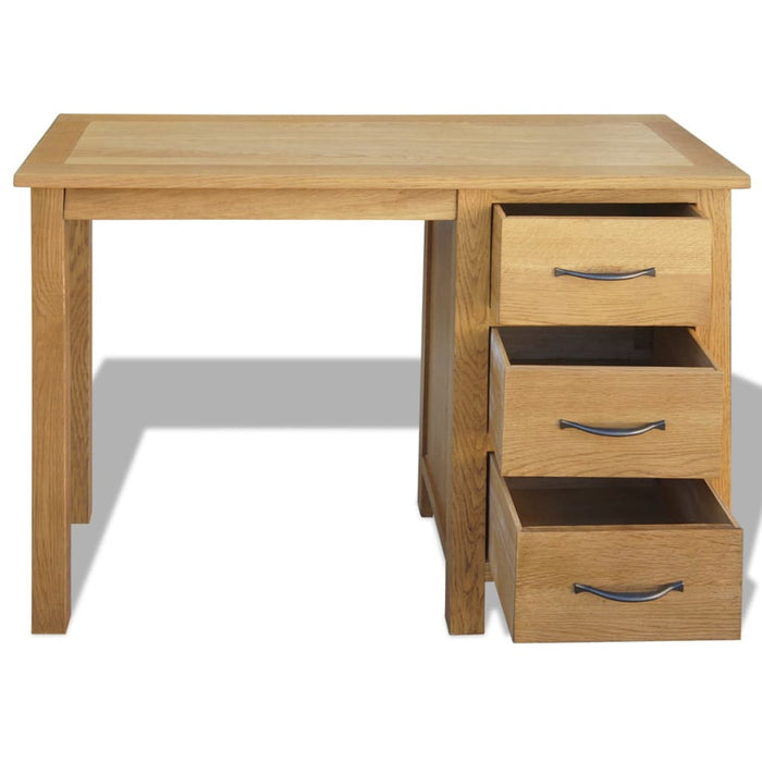 Desk with 3 Drawers Solid Oak Wood 106 cm
