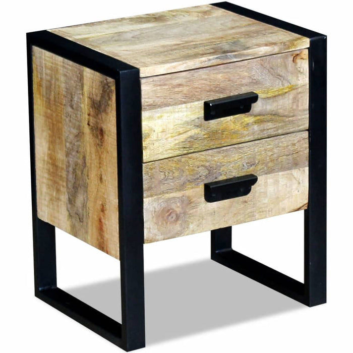 Side Table with 2 Drawers Solid Mango Wood 43x33x51 cm.