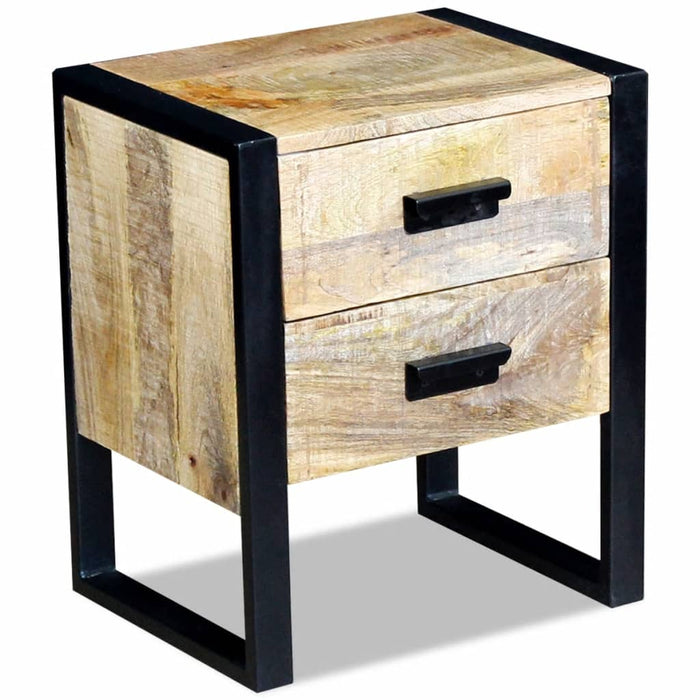 Side Table with 2 Drawers Solid Mango Wood 43x33x51 cm.