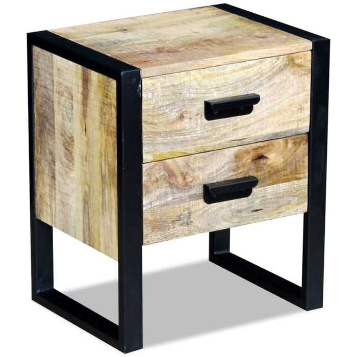 Side Table with 2 Drawers Solid Mango Wood 43x33x51 cm.