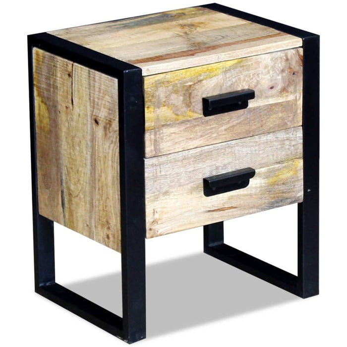 Side Table with 2 Drawers Solid Mango Wood 43x33x51 cm.