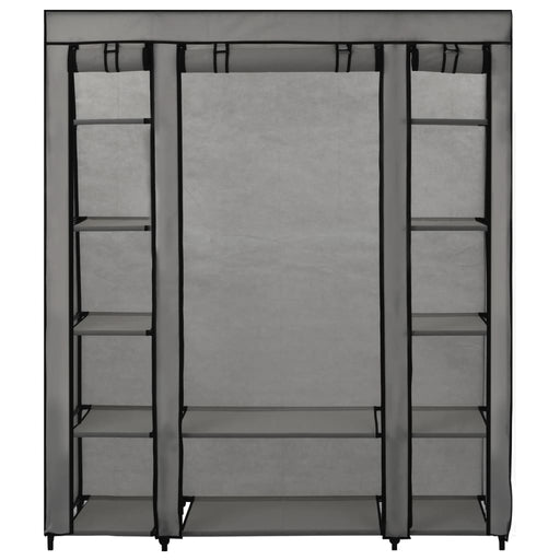 Wardrobe with Compartments and Rods Grey 150x45x176 cm Fabric.